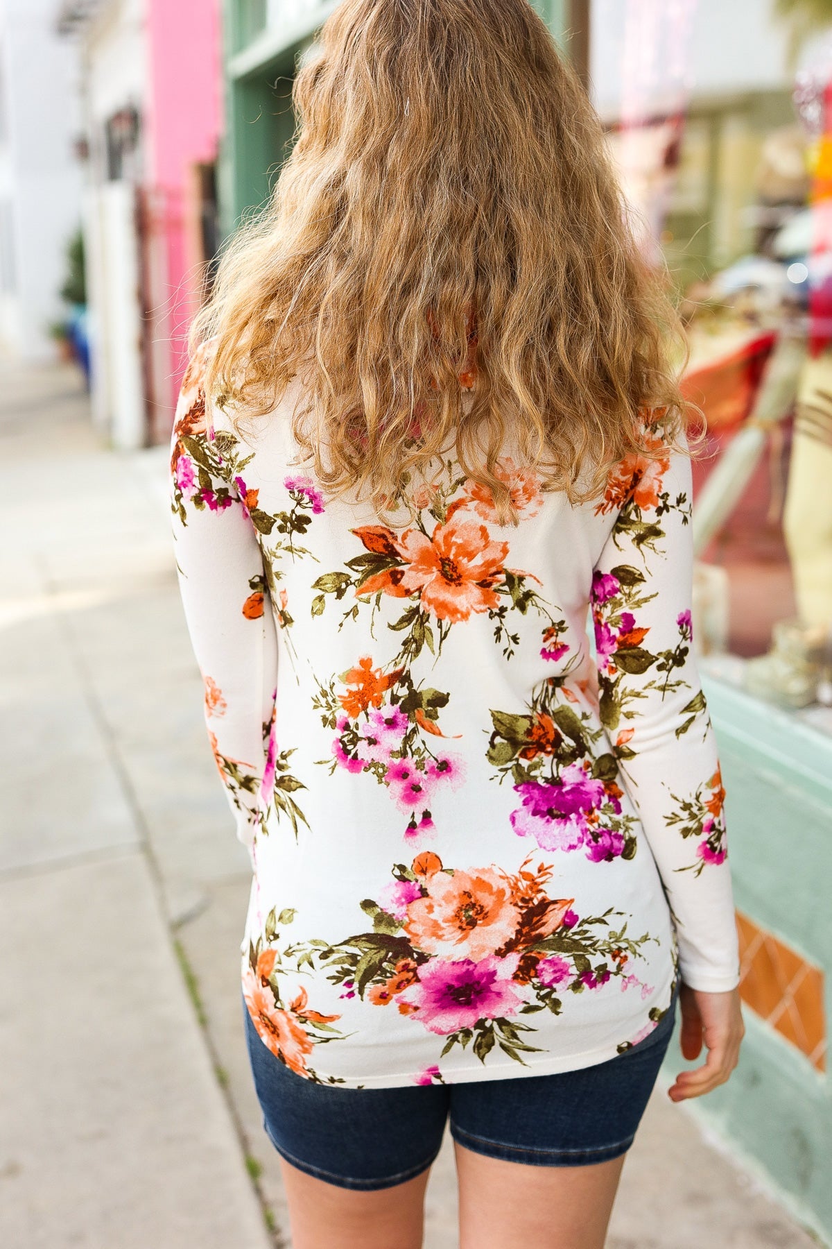 Just My Type Cream Floral Cowl Neck Sweater Top