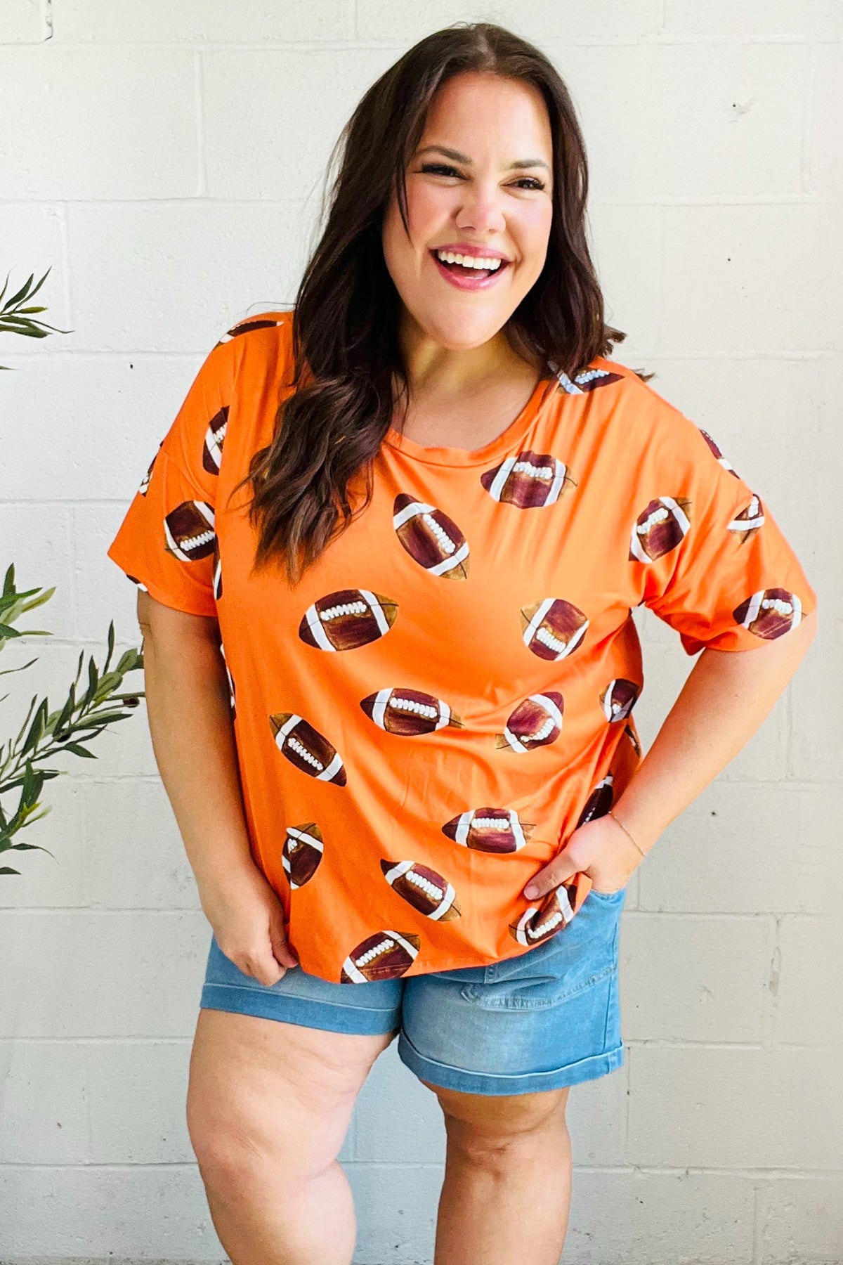 Game Day Orange Football Print Knit Top